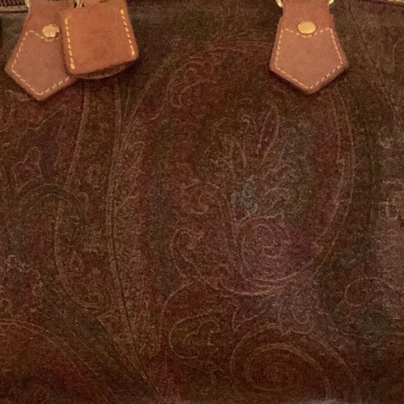 ETRO BORDEAUX PAISLEY PRINT TOTE SHOULDER SATCHEL BAG - Picture 8 of 15